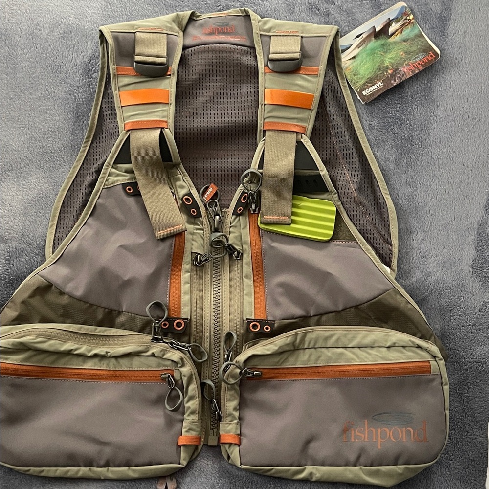 Men's Performance Fishing Vest - Olive and Orange